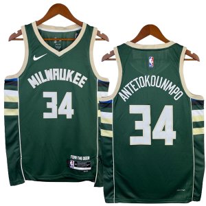 NO.34 Antetokounmp Maglia Milwaukee Bucks 2023/2024 Verde