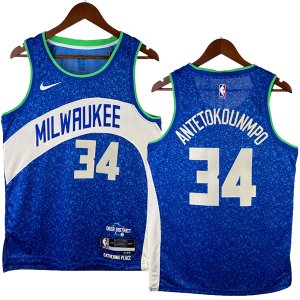 NO.34 Antetokounmp Maglia Milwaukee Bucks 2024/2025 Blu