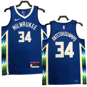 NO.34 Antetokounmp Maglia Milwaukee Bucks 2023/2024 Azul