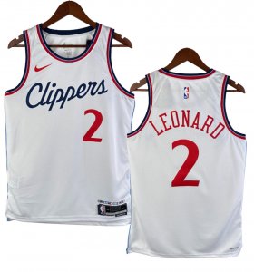 NO.2 Leonard Maglia Los Angeles Clippers 2024/2025 Bianco