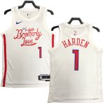 NO.1 Harden Maglia Philadelphia Sixers 2023/2024 Bianco Bianco Rosso