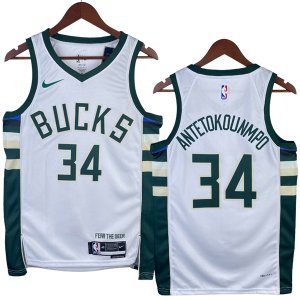 NO.34 Antetokounmp Maglia Milwaukee Bucks 2023/2024 Bianco