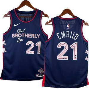 NO.21 Embiid Maglia Philadelphia Sixers 2024/2025 Blu Navy