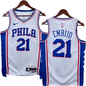 NO.21 Embiid Maglia Philadelphia Sixers 2023/2024 Bianco