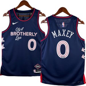 NO.0 Maxey Maglia Philadelphia Sixers 2024/2025 Blu Navy