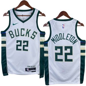NO.22 Middleton Maglia Milwaukee Bucks 2023/2024 Bianco