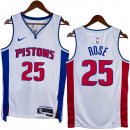 NO.25 Rose Maglia Detroit Pistons 2023/2024 Bianco