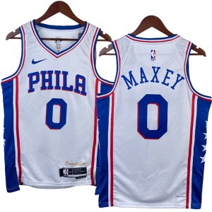 NO.0 Maxey Maglia Philadelphia Sixers 2023/2024 Bianco