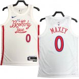 NO.0 Maxey Maglia Philadelphia Sixers 2023/2024 Bianco Rosso