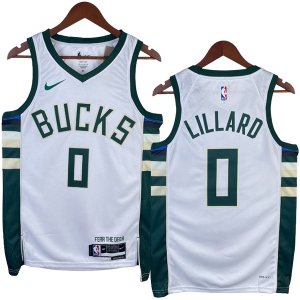 NO.0 Lillard Maglia Milwaukee Bucks 2023/2024 Bianco