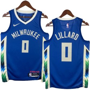 NO.0 Lillard Maglia Milwaukee Bucks 2023/2024 Blu